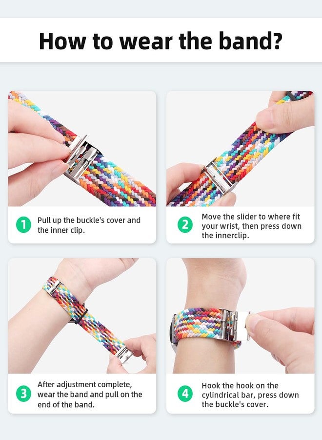 BandRain Stretchy Braided Bands Compatible with Google Pixel Watch 3 45mm Band for Women Men - Upgraded Metal Lugs - Elastic Nylon Breathable Sport Straps for Pixel 3 Watch Band 45mm (Starlight, Pixel Watch 3 45mm) - Image 5